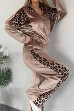 Load image into Gallery viewer, Full Size Collared Neck Leopard Zip Up Top and Pants Set Plus Size