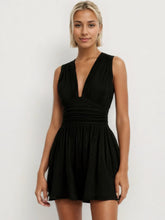 Load image into Gallery viewer, Ruched Plunge Sleeveless Romper