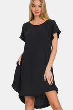 Load image into Gallery viewer, Zenana Fringe Edge High Low Flowy Dress with Pockets