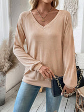 Load image into Gallery viewer, Lace Detail Cutout V-Neck Long Sleeve T-Shirt