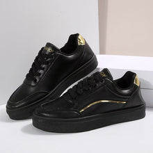 Load image into Gallery viewer, PU Leather Round Toe Flat Sneakers