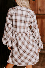 Load image into Gallery viewer, Plaid Long Sleeve Mini Shirt Dress