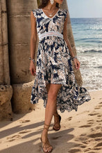 Load image into Gallery viewer, Leilani High-Low Printed V-Neck Cap Sleeve Midi Dress