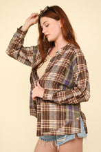 Load image into Gallery viewer, VERY J Contrast Plaid Raw Detail Shirt