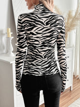 Load image into Gallery viewer, Zebra Print Turtleneck Long Sleeve T-Shirt