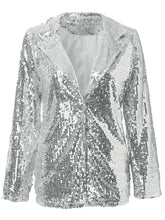 Load image into Gallery viewer, Sequin Lapel Collar Long Sleeve Blazer