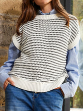 Load image into Gallery viewer, Round Neck Striped Sweater Vest