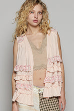 Load image into Gallery viewer, POL Ruffled Open Front Sleeveless Cardigan