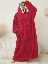 Load image into Gallery viewer, Pocketed Contrast Long Sleeve Hooded Lounge Dress