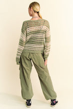 Load image into Gallery viewer, Davi &amp; Dani Contrast Striped Crochet Drop Shoulder Knit Cover Up