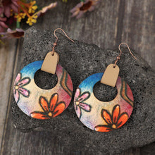 Load image into Gallery viewer, Wooden Flower Round Shape Earrings