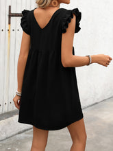 Load image into Gallery viewer, Button Up V-Neck Cap Sleeve Mini Dress