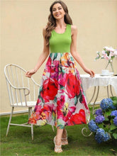 Load image into Gallery viewer, Printed Round Neck Sleeveless Dress