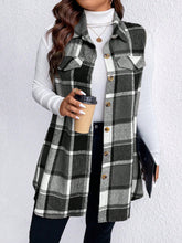 Load image into Gallery viewer, Honey Plus Size Pocketed Plaid Button Up Vest Coat