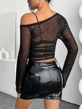 Load image into Gallery viewer, Mesh One Shoulder Long Sleeve Top