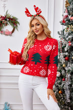 Load image into Gallery viewer, Christmas Tree Round Neck Long Sleeve Sweater