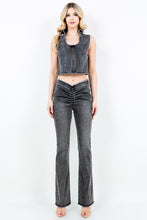 Load image into Gallery viewer, American Bazi Zip Up Washed Crop Denim Vest