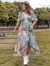 Load image into Gallery viewer, Plus Size Lace Detail Printed Half Sleeve Midi Dress