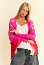 Load image into Gallery viewer, Davi &amp; Dani Openwork Contrast Open Front Cardigan