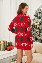 Load image into Gallery viewer, Christmas Tree Round Neck Sweater Dress