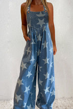 Load image into Gallery viewer, Star Square Neck Wide Leg Denim Overalls