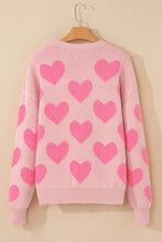 Load image into Gallery viewer, Valentine&#39;s Day Heart Jacquard Round Neck Sweater