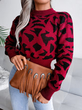 Load image into Gallery viewer, Leopard Round Neck Dropped Shoulder Sweater