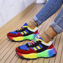 Load image into Gallery viewer, Lace-Up Mesh Round Toe Platform Sneakers