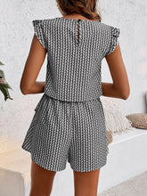 Load image into Gallery viewer, Printed Round Neck Top and Layered Shorts Set