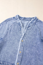 Load image into Gallery viewer, Raw Hem Button Down Long Sleeve Denim Dress