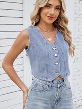 Load image into Gallery viewer, V-Neck Button Down Denim Vest