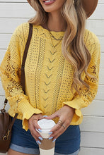 Load image into Gallery viewer, Openwork Round Neck Long Sleeve Sweater