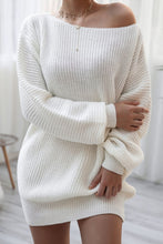 Load image into Gallery viewer, Boat Neck Long Sleeve Mini Sweater Dress