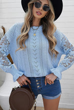 Load image into Gallery viewer, Openwork Round Neck Long Sleeve Sweater