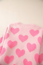 Load image into Gallery viewer, Valentine&#39;s Day Heart Jacquard Round Neck Sweater