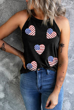 Load image into Gallery viewer, Heart US Flag Round Neck Grecian Neck Tank