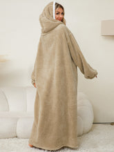 Load image into Gallery viewer, Pocketed Contrast Long Sleeve Hooded Lounge Dress