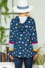 Load image into Gallery viewer, Celeste Full Size Polka Dot Drawstring Hoodie