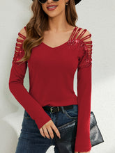 Load image into Gallery viewer, Rhinestone Cutout Long Sleeve T-Shirt