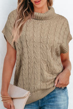 Load image into Gallery viewer, Cable Knit Turtleneck Short Sleeve Sweater