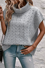 Load image into Gallery viewer, Cable Knit Turtleneck Short Sleeve Sweater