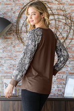 Load image into Gallery viewer, Heimish Full Size Snakeskin Print Raglan Sleeve Half Button Top