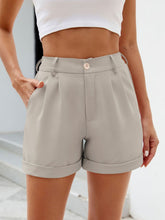 Load image into Gallery viewer, Roll Trim Half Elastic Waist Shorts