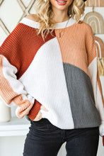 Load image into Gallery viewer, Color Block Drop Shoulder Long Sleeve Sweater