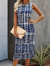 Load image into Gallery viewer, Slit Printed Round Neck Sleeveless Dress