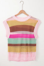 Load image into Gallery viewer, Sydney Color Block Round Neck Cap Sleeve Knit Top