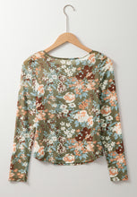 Load image into Gallery viewer, Floral Round Neck Long Sleeve T-Shirt