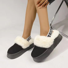 Load image into Gallery viewer, Plush Platform Slippers with Letter Strap