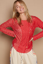 Load image into Gallery viewer, POL Exposed Seam Long Sleeve Lace Knit Top