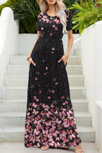 Load image into Gallery viewer, Printed Round Neck Short Sleeve Maxi Dress